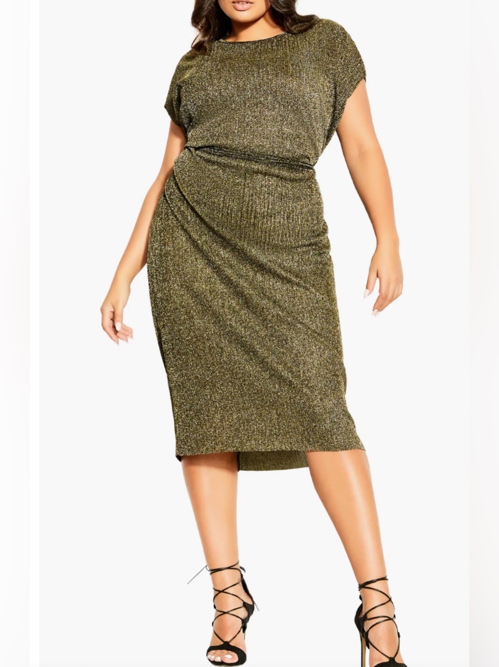 City Chic Luxe Shine bronze Metallic Dress 18W NWT